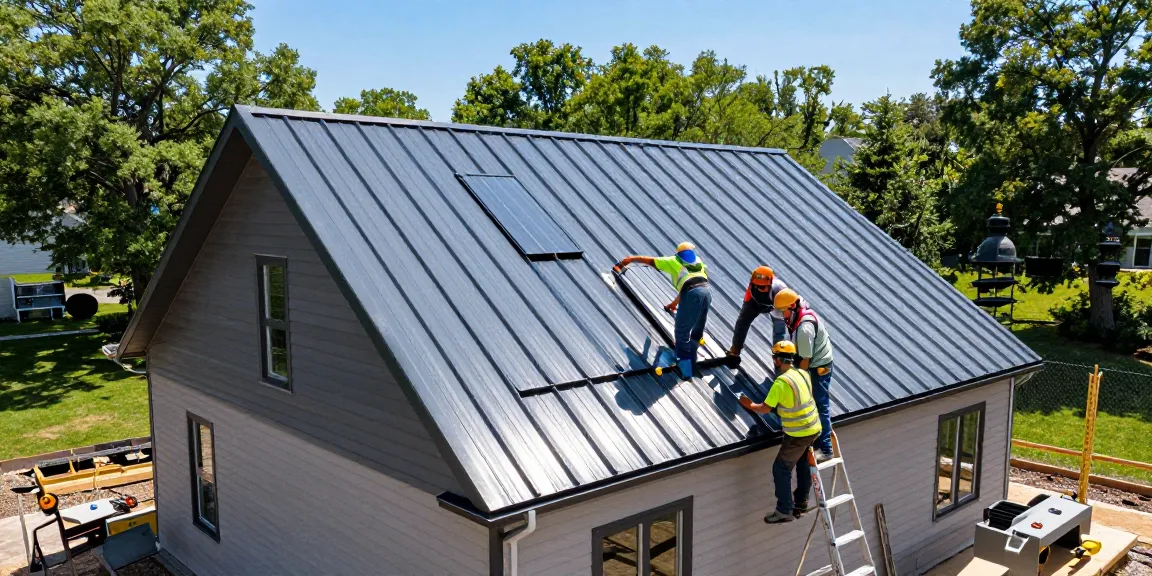 Metal roofing installation in Ontario demonstrated by skilled workers showcasing durability and aesthetics.